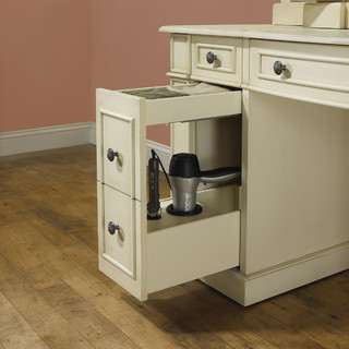 Pull out  rack/drawers to hold hair dryers and curling irons 