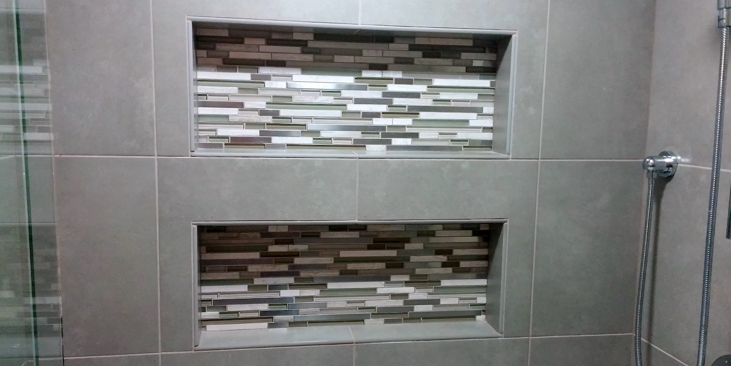 Granite or Marble Shelves with your Custom Tiled Shower